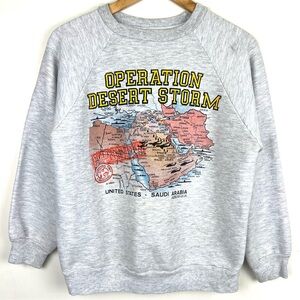 Vintage 1990 Operation Desert Storm Map Crewneck Sweatshirt